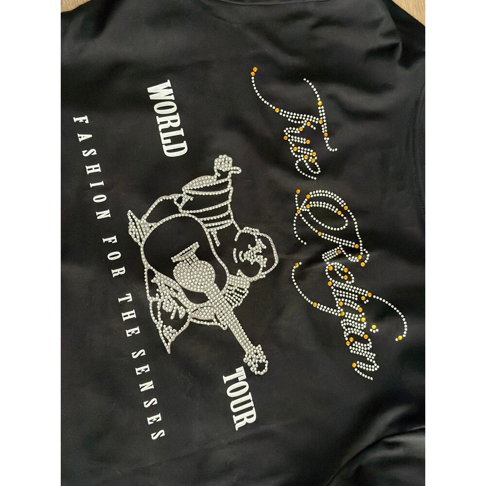 True Religion Buddha Logo T-shirt V-Neck Jet Black Women's Small NEW - Picture 5 of 10